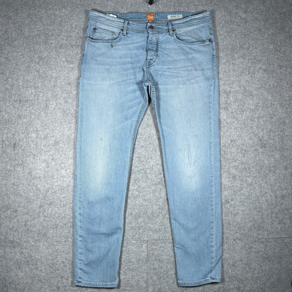 Hugo Boss Denim jeans Mens 38x34 Blue Orange 90 Tapered Fit light washed